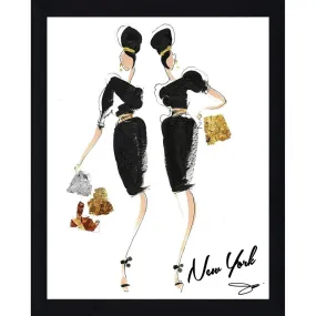 " NewYork Shoppers" by BY Jodi Framed Print Under Glass