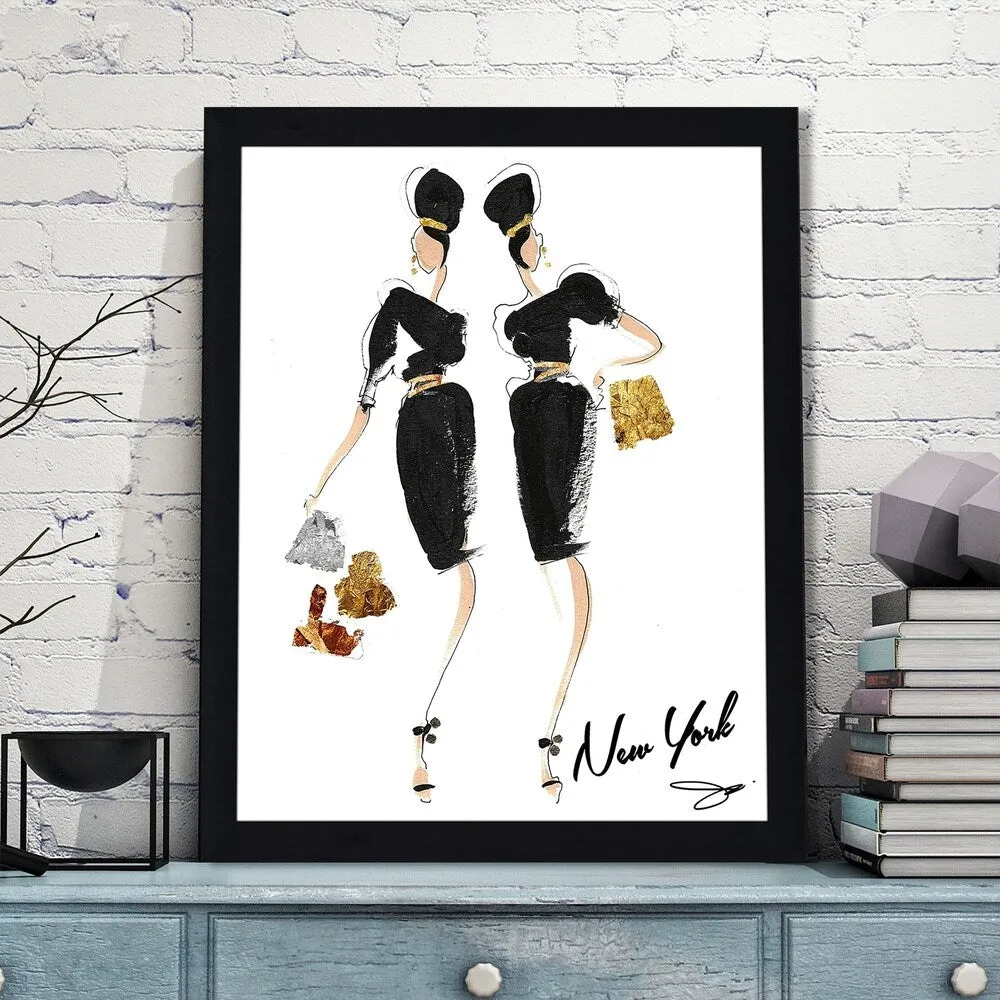 " NewYork Shoppers" by BY Jodi Framed Print Under Glass