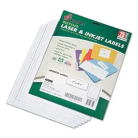RECYCLED LASER-INKJET ADDRESS LABELS, 1 X 2 5-8, WHT 750CT-BX (5 BOXES PER PACK)