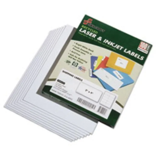 RECYCLED LASER-INKJET SHIPPING LABELS, 2 X 4, 1000CT BOX (5 BOXES PER PACK)