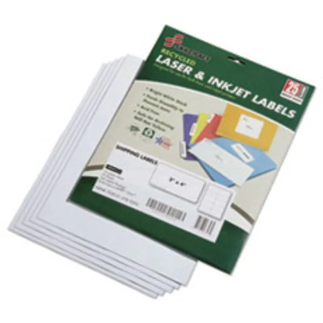 RECYCLED LASER-INKJET SHIPPING LABELS, 2 X 4, WHT, 250CT-BX (5 BOXES PER PACK)