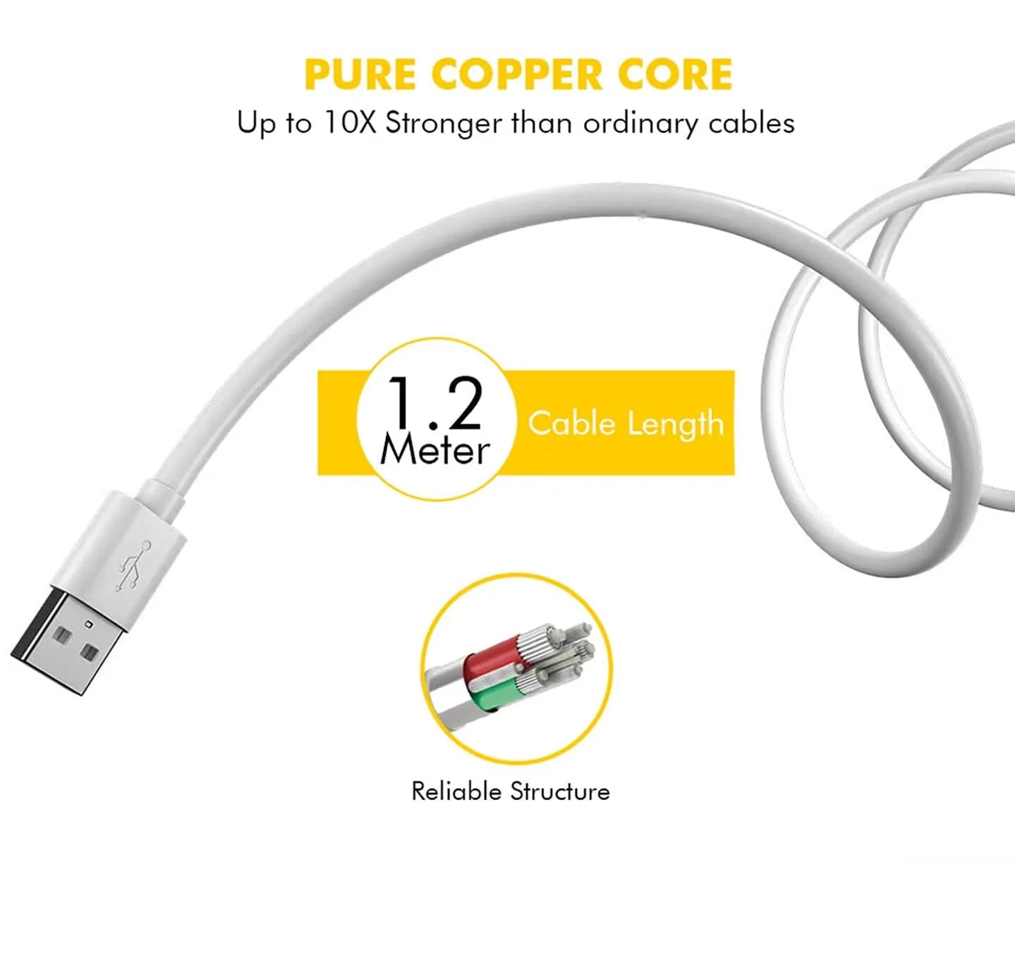 Redmi 7 Support 10W Fast Charge MicroUsb Cable White