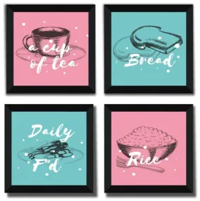 SAF breakfast special Wall Hanging | Painting for Wall Decoration | Wall Painting for Living Room | set of 4 Decoration Items for Home | Wall Hangings for Home 10 inch x 10 inch SANFSD172