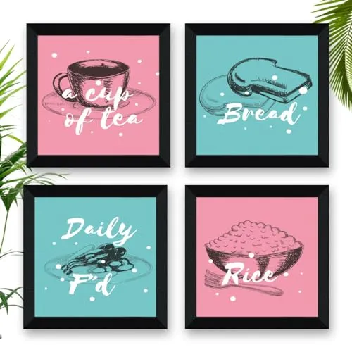SAF breakfast special Wall Hanging | Painting for Wall Decoration | Wall Painting for Living Room | set of 4 Decoration Items for Home | Wall Hangings for Home 10 inch x 10 inch SANFSD172
