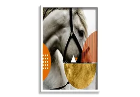 SAF Horse Premium White Frame painting for Wall Decoration SA-COMBO-236-M1