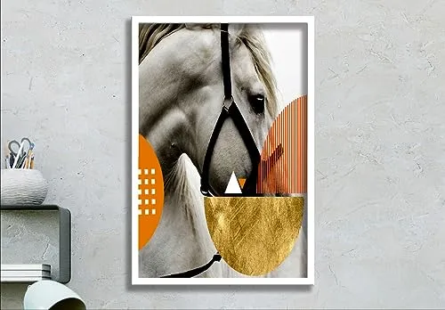 SAF Horse Premium White Frame painting for Wall Decoration SA-COMBO-236-M1
