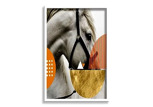 SAF Horse Premium White Frame painting for Wall Decoration SA-COMBO-236-M1