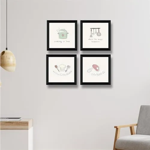 SAF kitchen place Wall Hanging | Painting for Wall Decoration | Wall Painting for Living Room | set of 4 Decoration Items for Home | Wall Hangings for Home 10 inch x 10 inch SANFSD179