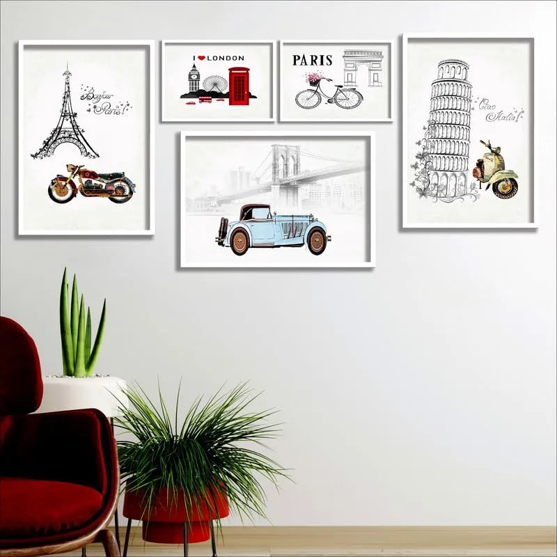 SAF Modern Art White Frame painting for Wall Decoration SA-COMBO-212-M1