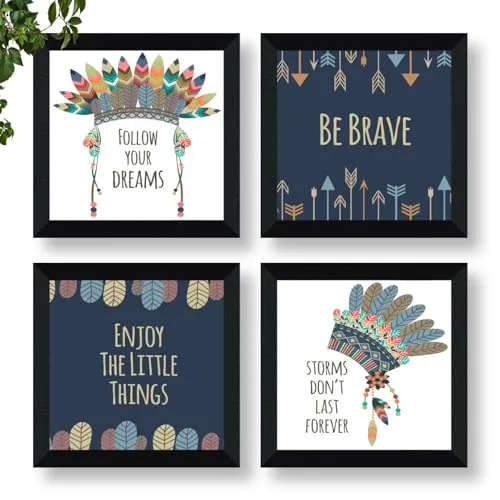 SAF motivational quotes Wall Hanging | Painting for Wall Decoration | Wall Painting for Living Room | set of 4 Decoration Items for Home | Wall Hangings for Home 10 inch x 10 inch SANFSD132