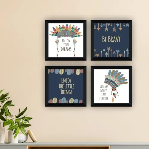 SAF motivational quotes Wall Hanging | Painting for Wall Decoration | Wall Painting for Living Room | set of 4 Decoration Items for Home | Wall Hangings for Home 10 inch x 10 inch SANFSD132