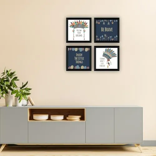 SAF motivational quotes Wall Hanging | Painting for Wall Decoration | Wall Painting for Living Room | set of 4 Decoration Items for Home | Wall Hangings for Home 10 inch x 10 inch SANFSD132