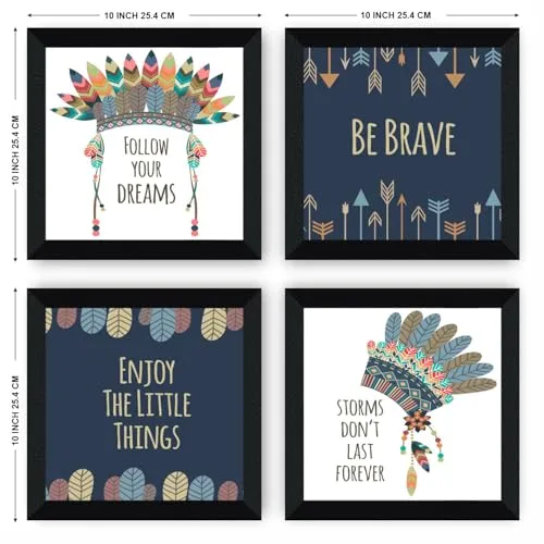 SAF motivational quotes Wall Hanging | Painting for Wall Decoration | Wall Painting for Living Room | set of 4 Decoration Items for Home | Wall Hangings for Home 10 inch x 10 inch SANFSD132