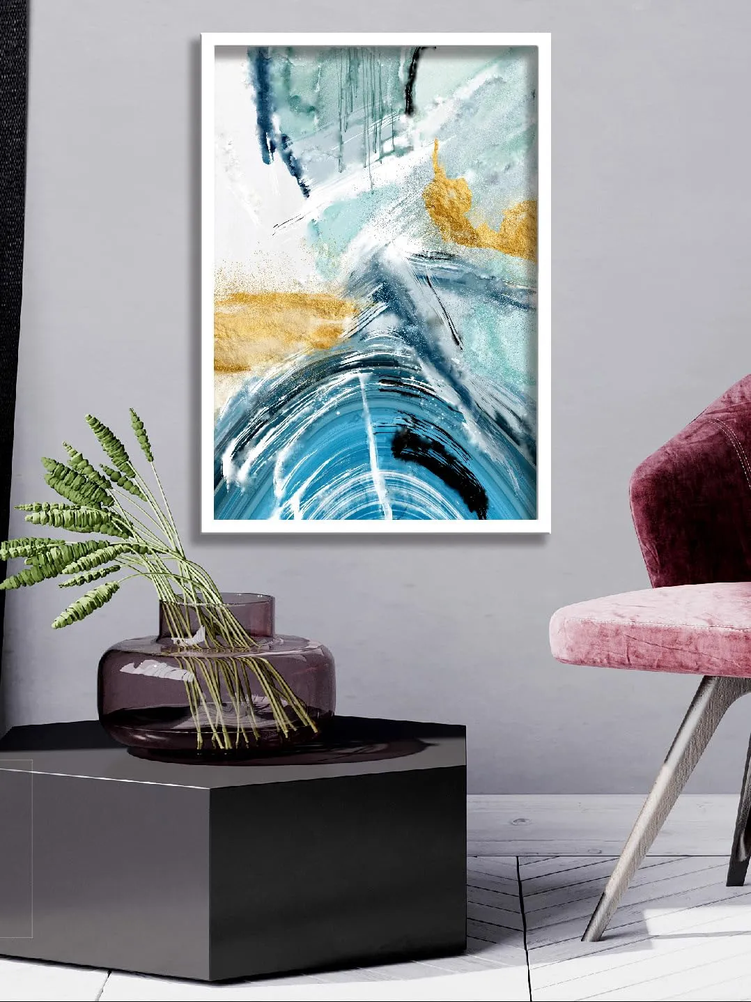 SAF paintings Abstract Art Premium White Frame Wall Painting for Home Decoration SA-COMBO-26-M1