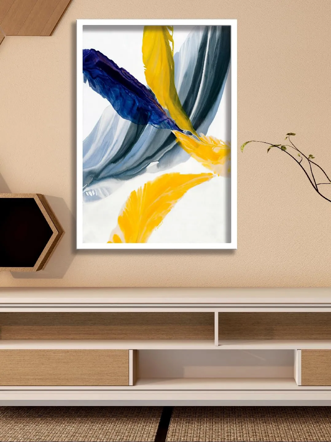 SAF paintings Abstract Art Premium White Frame Wall Painting for Home Decoration SA-COMBO-31-M1