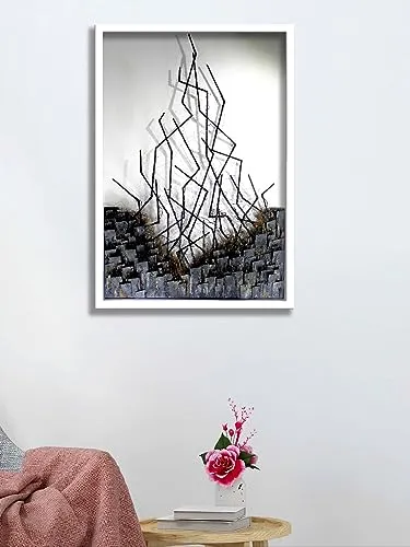 SAF paintings Abstract Art Premium White Frame Wall Painting for Home Decoration SA-COMBO-35-M1