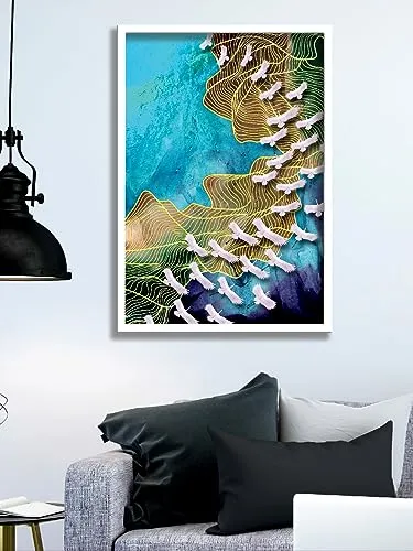 SAF paintings Abstract Art Premium White Frame Wall Painting for Home Decoration SA-COMBO-62-M1
