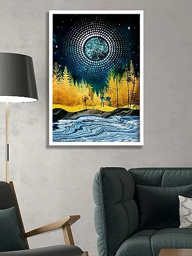 SAF paintings Abstract Art Premium White Frame Wall Painting for Home Decoration SA-COMBO-74-M1