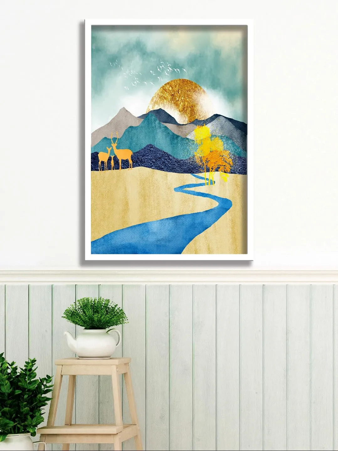 SAF paintings Abstract Art Premium White Frame Wall Painting for Home Decoration SA-COMBO-76-M1