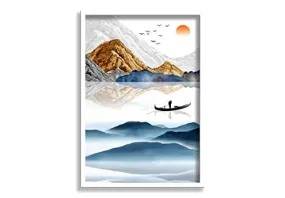 SAF paintings Abstract Art White Frame painting for Wall Decoration SA-COMBO-116-M1