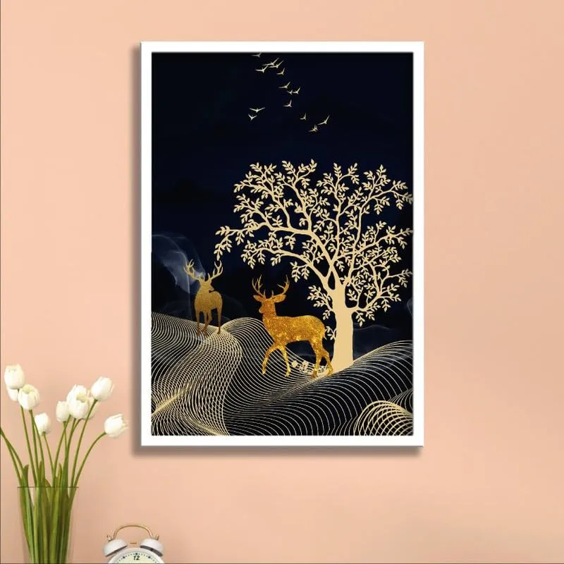 SAF paintings Abstract Art White Frame painting for Wall Decoration SA-COMBO-519-M1
