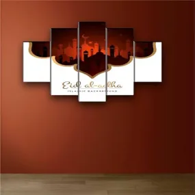 SAF paintings allah Paintings for Living Room | Painting for Wall Decoration | 3D Wall Art for Bedroom | Islamic Religious Wall Painting Set of 5 (127 x 76 cms) SANFBL32290