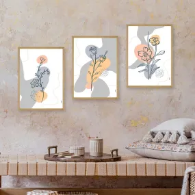 SAF paintings BOHO Set of 3 Modern Art Premium Brown frame Bohemian Painting for Wall Decoration Digital Reprint 13.5 inch x 10.5 inch Bohemian Painting (With Frame, Pack of 3) B155K3