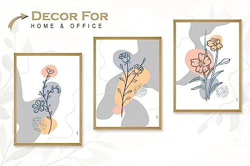 SAF paintings BOHO Set of 3 Modern Art Premium Brown frame Bohemian Painting for Wall Decoration Digital Reprint 13.5 inch x 10.5 inch Bohemian Painting (With Frame, Pack of 3) B155K3