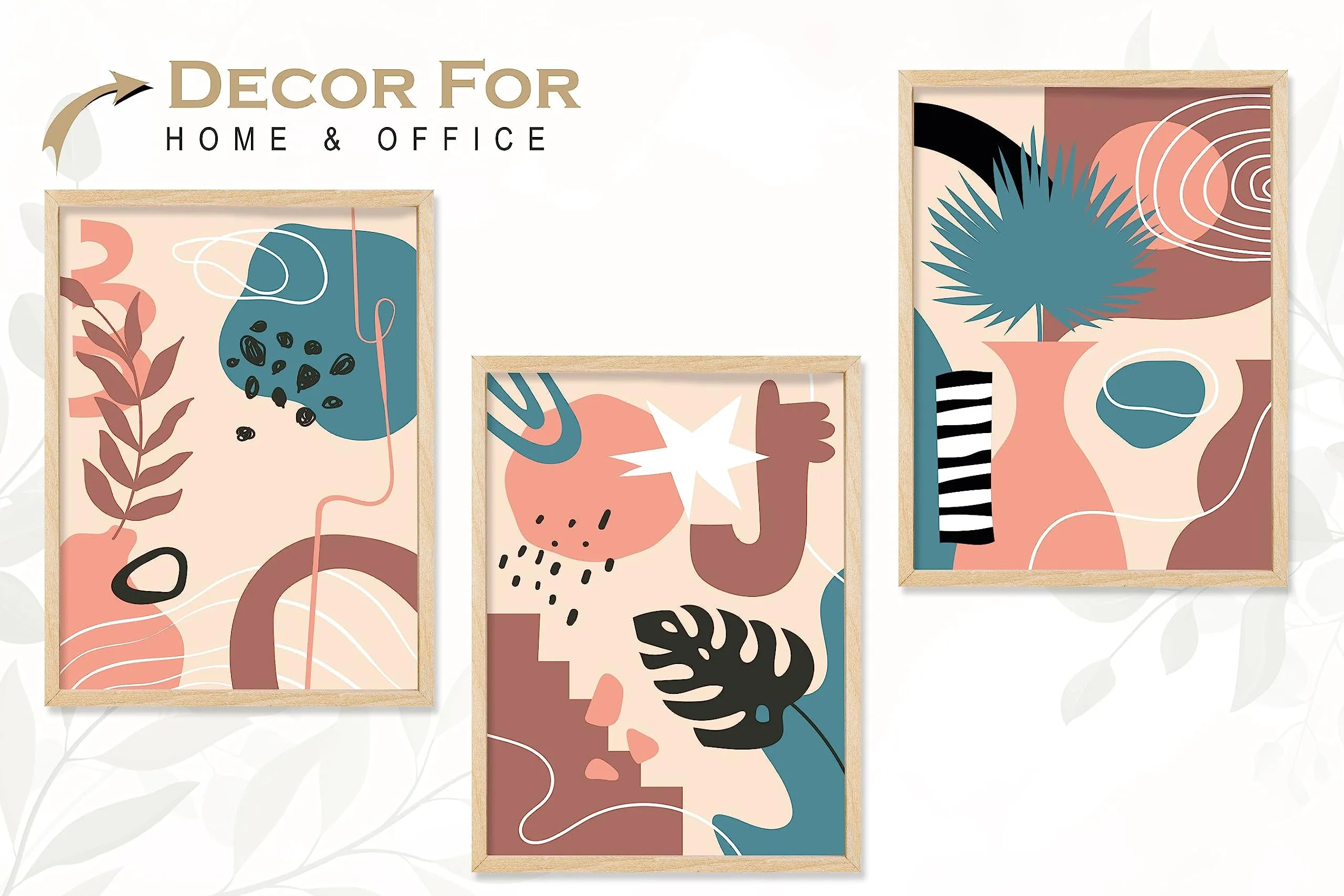 SAF paintings BOHO Set of 3 Modern Art Premium Brown frame Bohemian Painting for Wall Decoration Digital Reprint 13.5 inch x 10.5 inch Bohemian Painting (With Frame, Pack of 3) B190K3