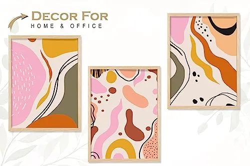 SAF paintings BOHO Set of 3 Modern Art Premium Brown frame Bohemian Painting for Wall Decoration Digital Reprint 13.5 inch x 10.5 inch Bohemian Painting (With Frame, Pack of 3) B194K3