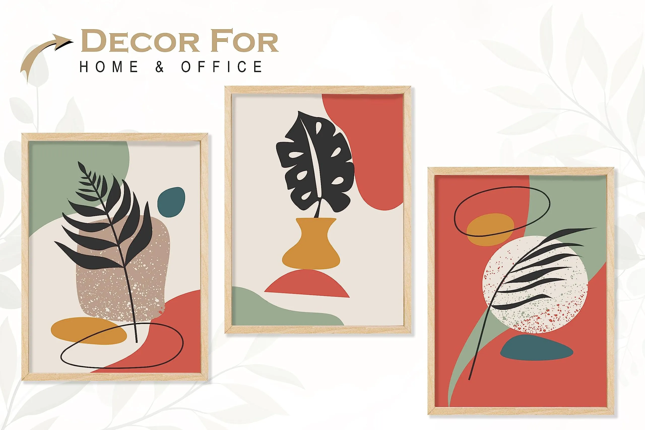 SAF paintings BOHO Set of 3 Modern Art Premium Brown frame Bohemian Painting for Wall Decoration Digital Reprint 13.5 inch x 10.5 inch Bohemian Painting (With Frame, Pack of 3) B217K3