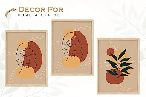 SAF paintings BOHO Set of 3 Modern Art Premium Brown frame Bohemian Painting for Wall Decoration Digital Reprint 13.5 inch x 10.5 inch Bohemian Painting (With Frame, Pack of 3) B225K3