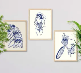 SAF paintings BOHO Set of 3 Modern Art Premium Brown frame Bohemian Painting for Wall Decoration Digital Reprint 13.5 inch x 10.5 inch Bohemian Painting (With Frame, Pack of 3) B233K3