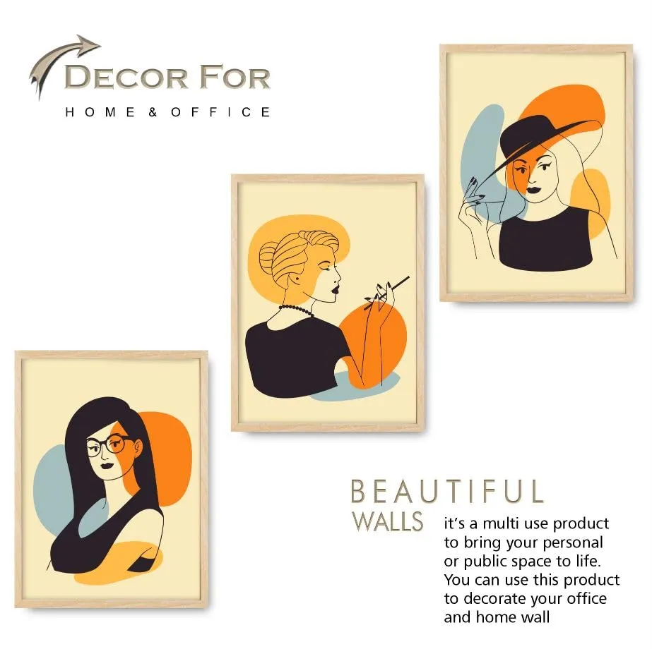 SAF paintings BOHO Set of 3 Modern Art Premium Brown frame Bohemian Painting for Wall Decoration Digital Reprint 13.5 inch x 10.5 inch Bohemian Painting (With Frame, Pack of 3) B251K3