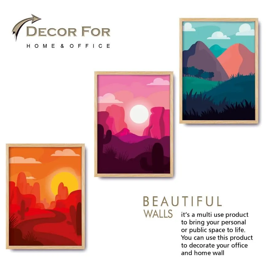 SAF paintings BOHO Set of 3 Modern Art Premium Brown frame Bohemian Painting for Wall Decoration Digital Reprint 13.5 inch x 10.5 inch Bohemian Painting (With Frame, Pack of 3) B256K3