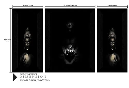 SAF paintings set of 3 Buddha religious modern art wall painting for living room 13.5 inch x 22.5 inch SAFS30369