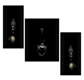 SAF paintings set of 3 Buddha religious modern art wall painting for living room 13.5 inch x 22.5 inch SAFS30369