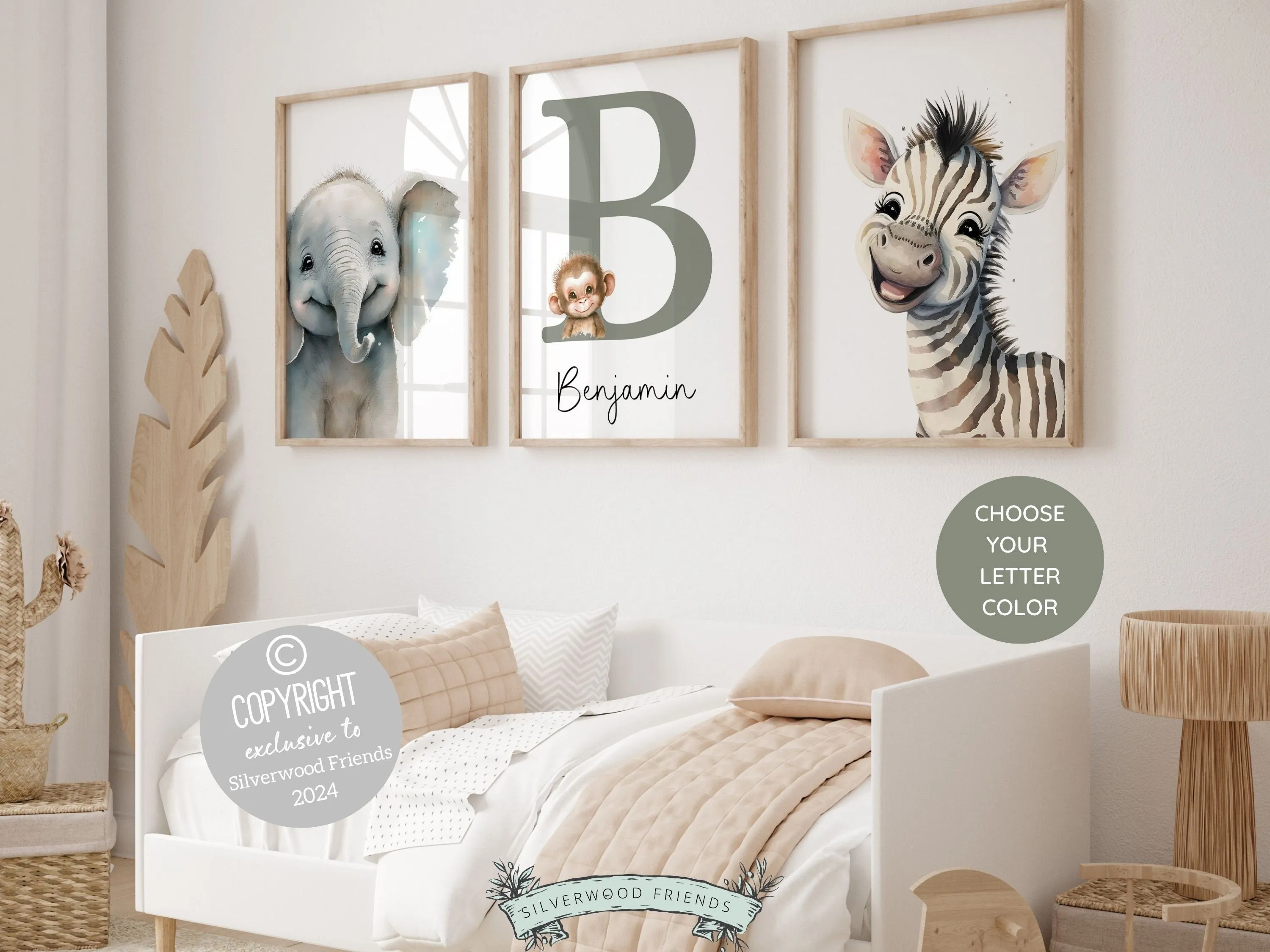 Safari Nursery Prints - Set 2 - Personalised