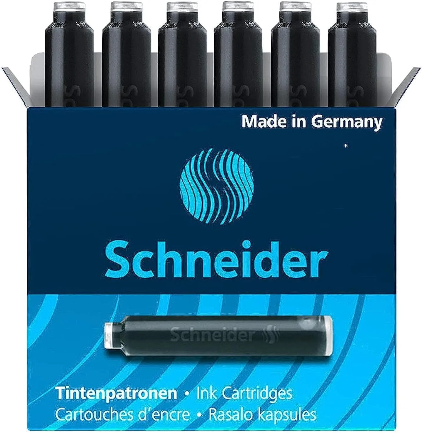 Schneider: Black Ink Cartridges - Compatible with Fountain or Rollerball Pens (6-Pack)