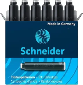 Schneider: Black Ink Cartridges - Compatible with Fountain or Rollerball Pens (6-Pack)