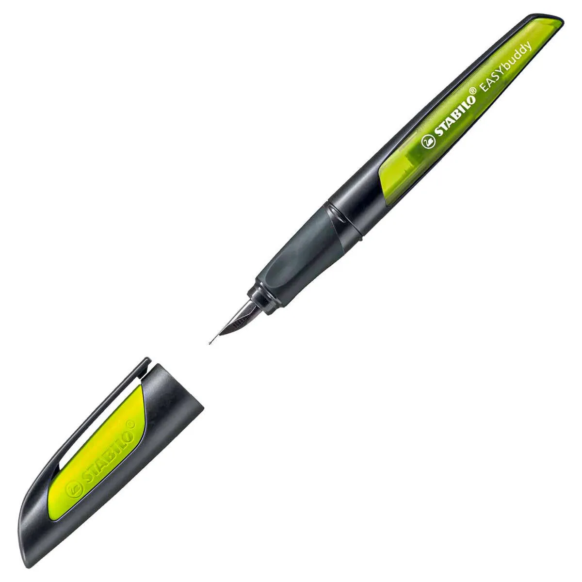STABILO EASYbuddy Ergonomic Refillable School Fountain Pen 'M' Nib Black/Lime