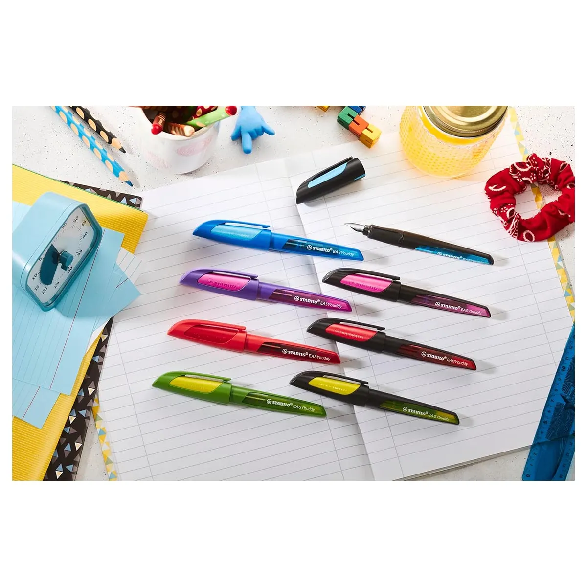 STABILO EASYbuddy Ergonomic Refillable School Fountain Pen 'M' Nib Blue