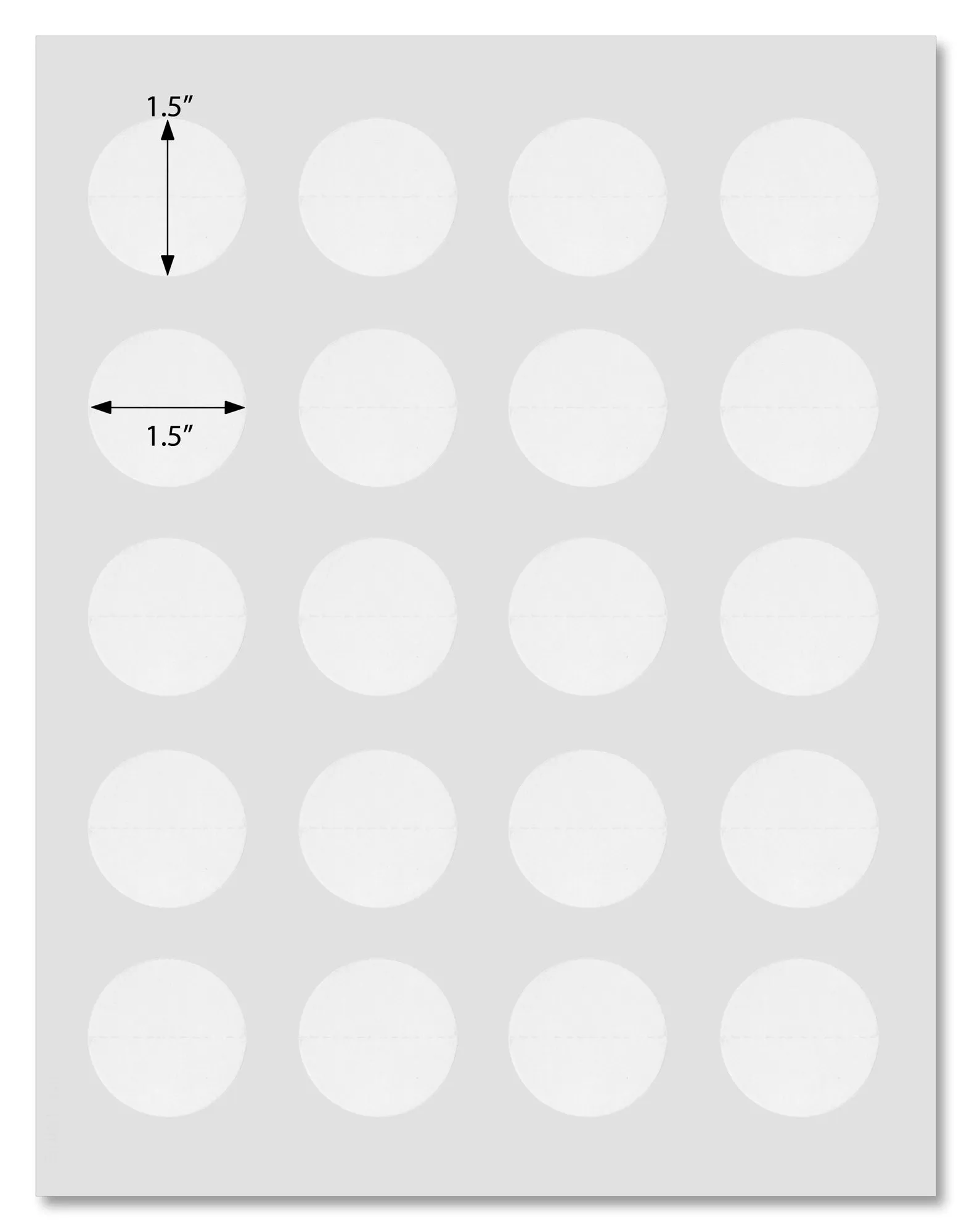 Standard White Matte Round Perforated Center Seal Labels, 1.5 Inch Diameter, With Downloadable Template and Printing Instructions, 10 Sheets, 120 Labels (XP15)