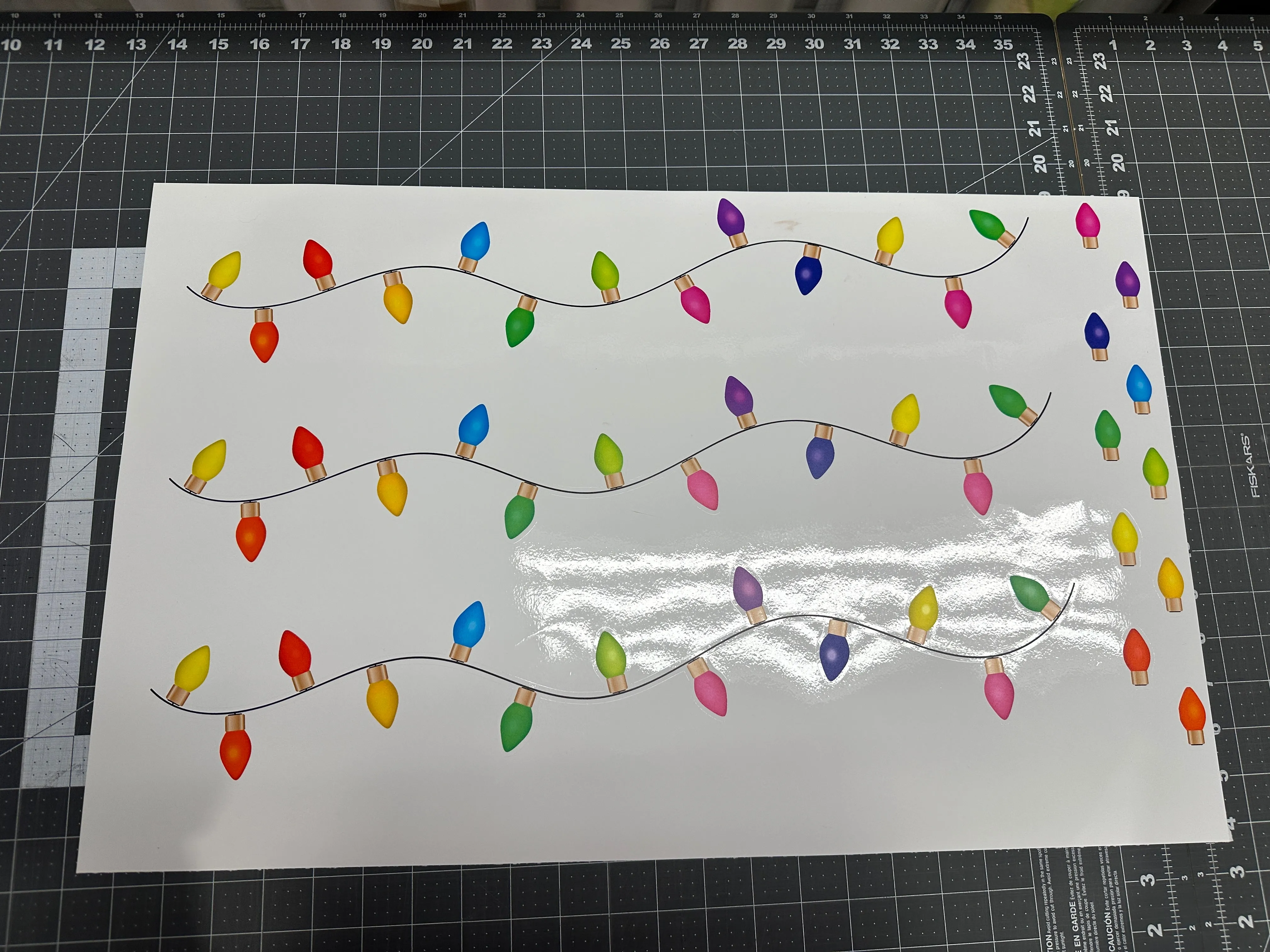 Sticker Sheet Set of Christmas Lights and Bulbs STATIC CLINGS 28 inches wide