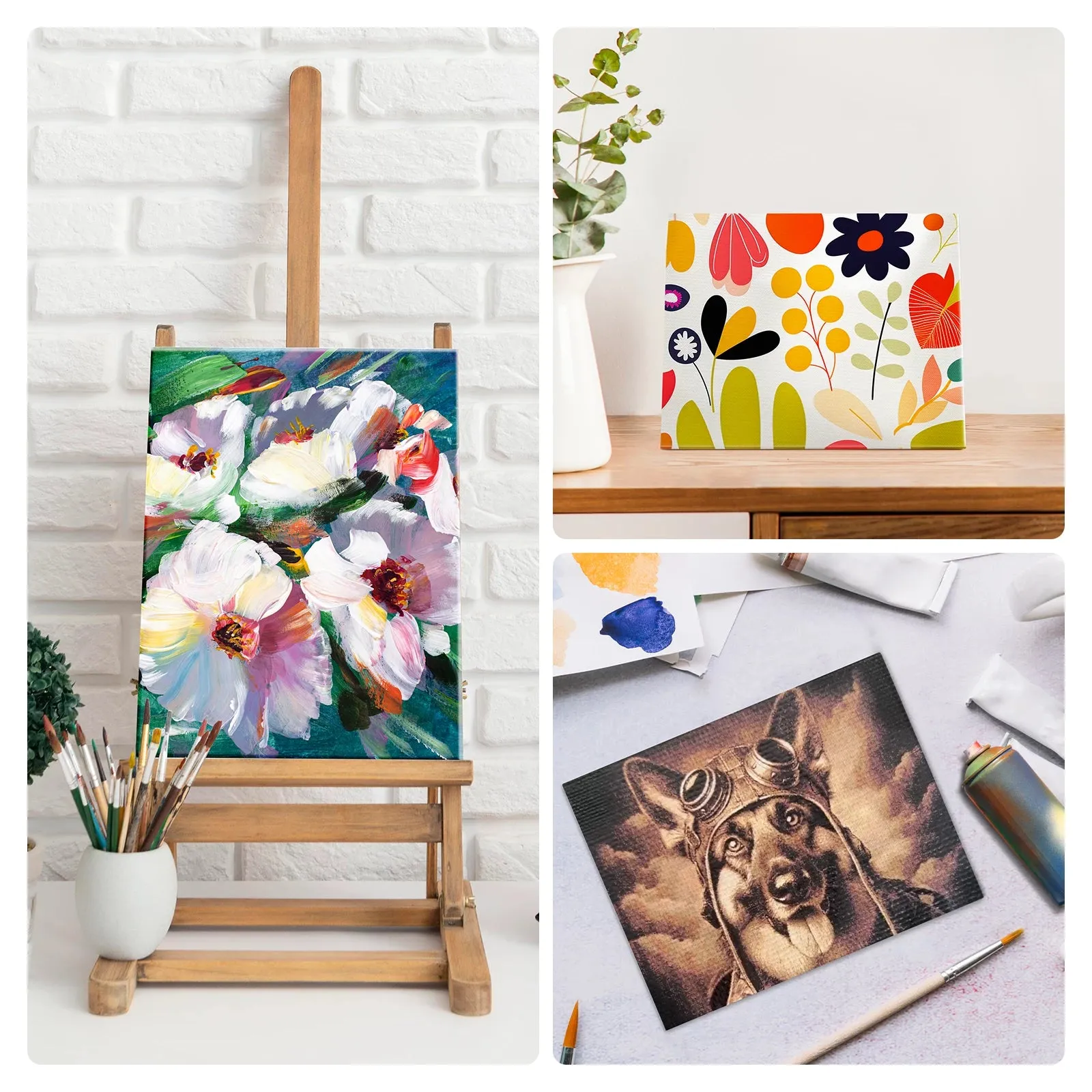 Stretched White Blank Canvas (5pcs)