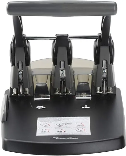 Swingline 3 Hole Punch, Hole Puncher, Extra High Capacity, 300 Sheet Punch Capacity, Fixed Centers, Black