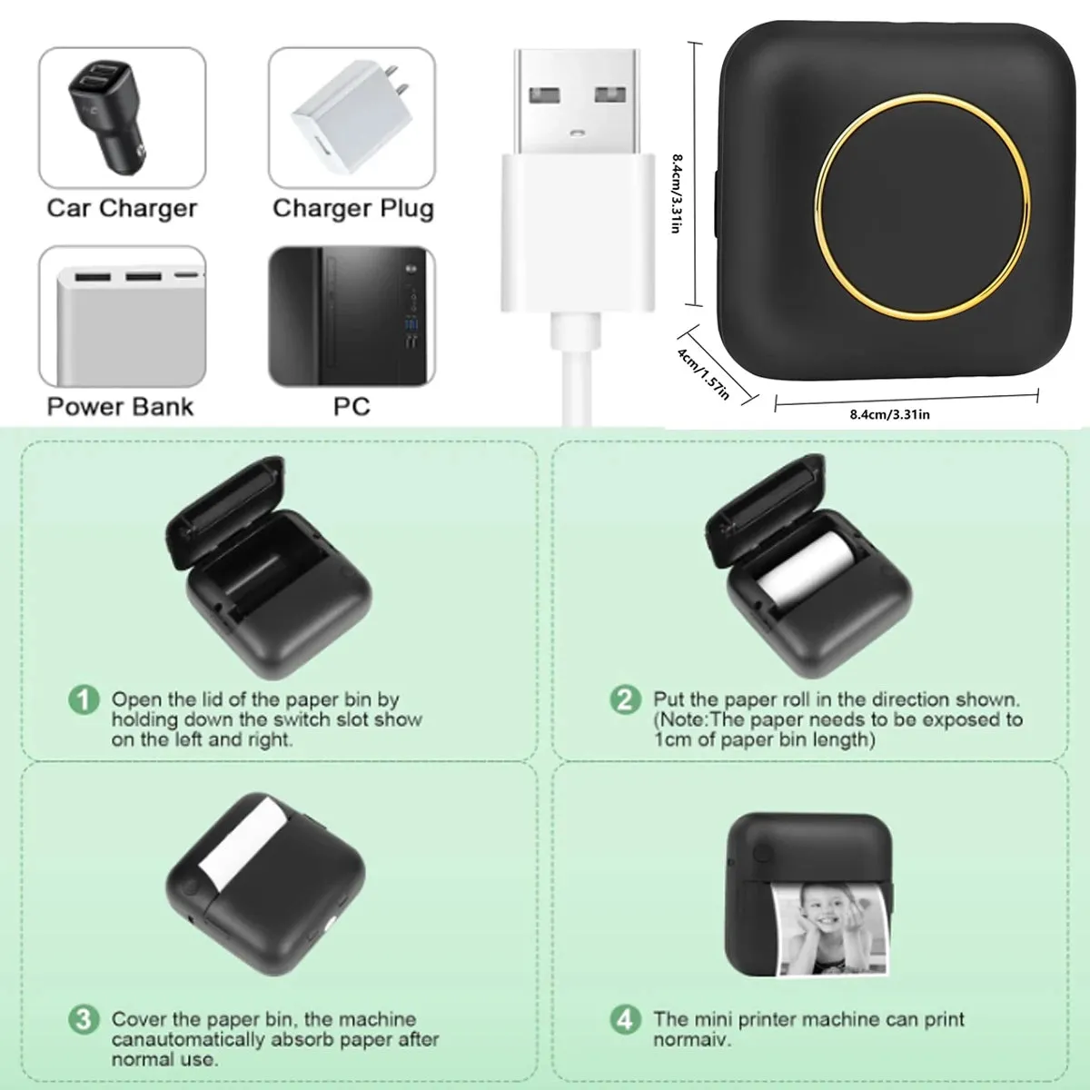 Thermal Mini Printer - Portable Inkless Bluetooth Printer