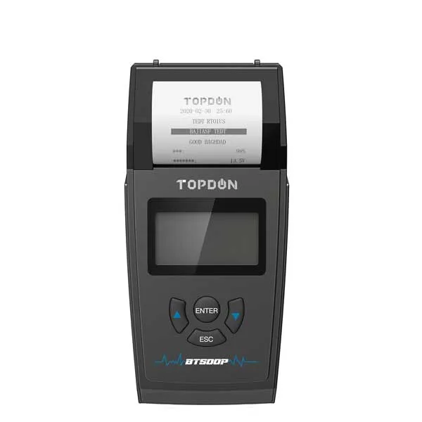 TOPDON - BT500P - Battery Starting & Charging System - Built In Printer - 128x64" LCD - 12V