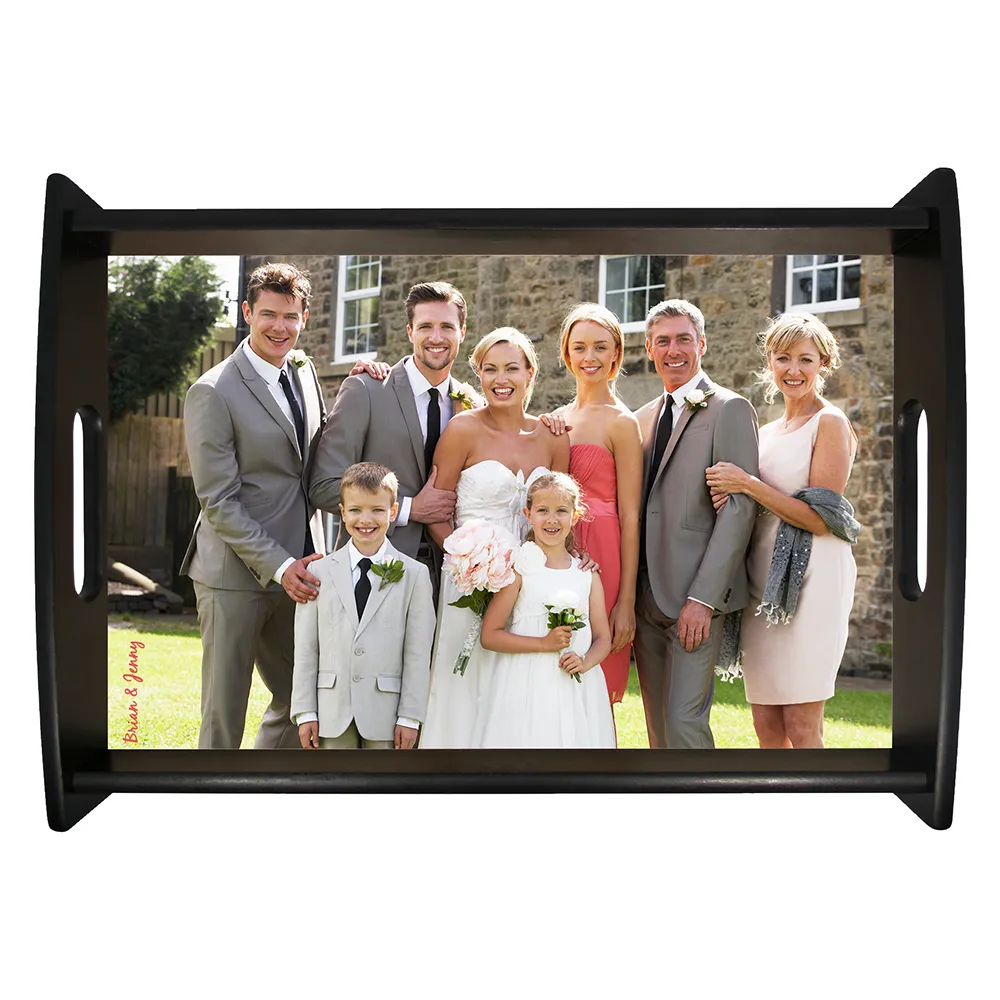 Unisub 17.125" x 11.375" Large Espresso Serving Tray - w/ Sublimatable Hardboard Insert - Gloss White/Raw Back