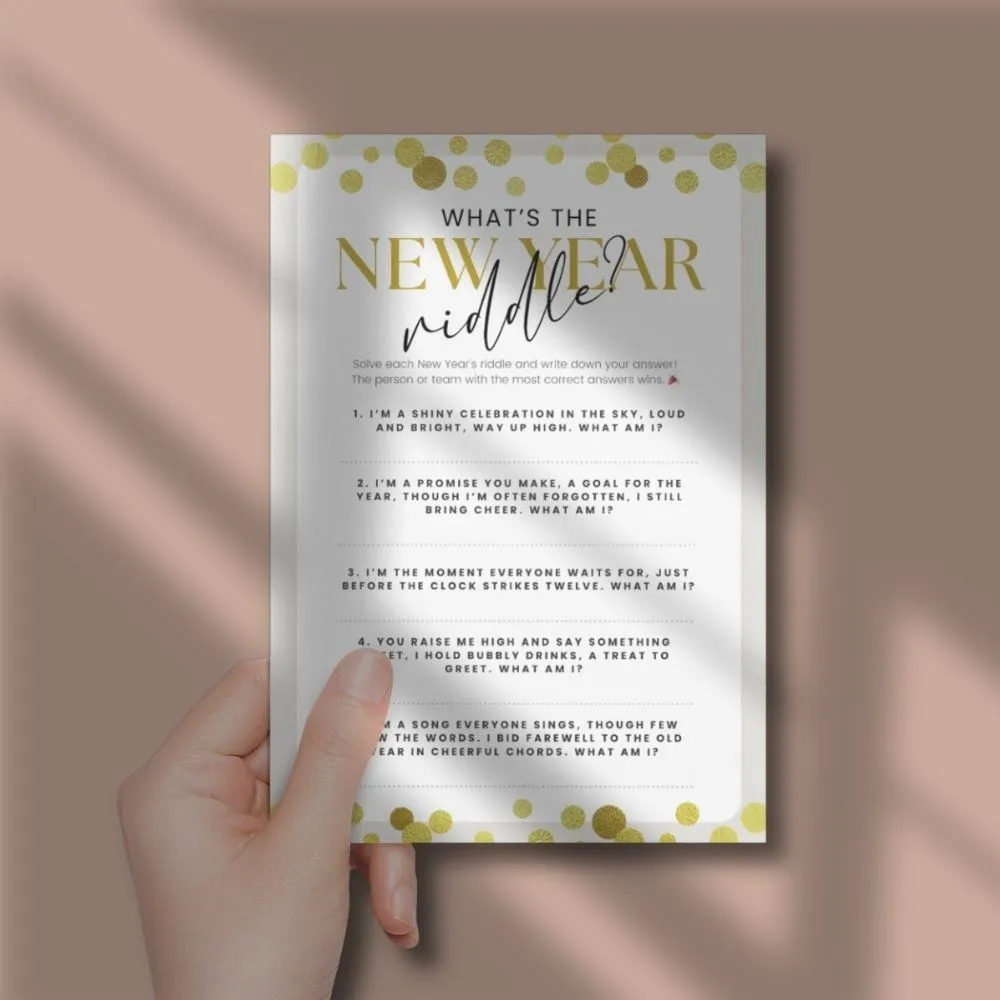 What’s the New Year Riddle? Printable Activity Sheet Game